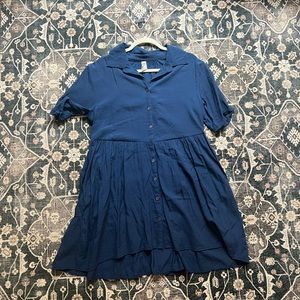 Navy mini button down dress